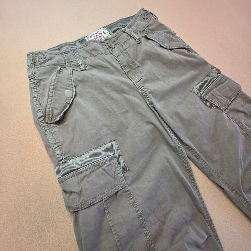 Abercrombie & Fitch Vintage Y2K Satin-Trim Paratrooper Cargo Pants Sz 27/4S